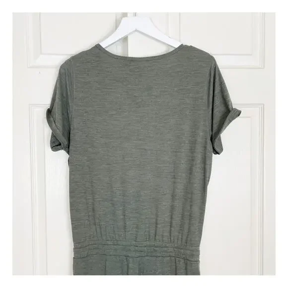 Vuori All Day Olive Heather Jersey Knit Jumpsuit Short Sleeve Loungewear Sz L